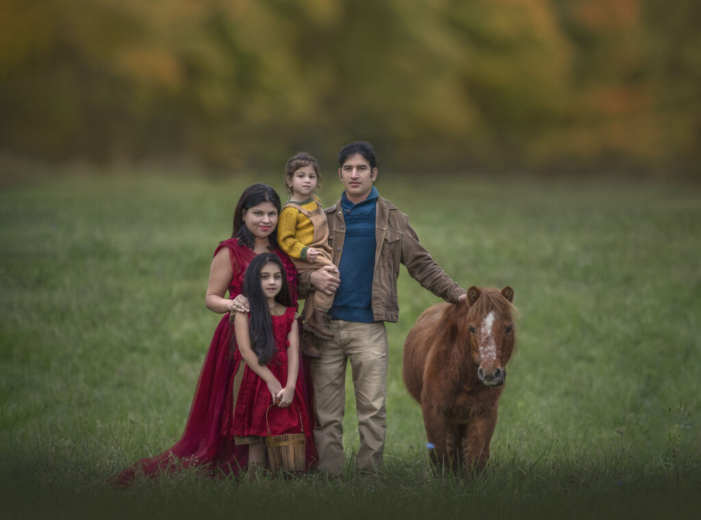 Fall Family Custom portrait session with Pony by Sonia Gourlie Fine Art Photography 